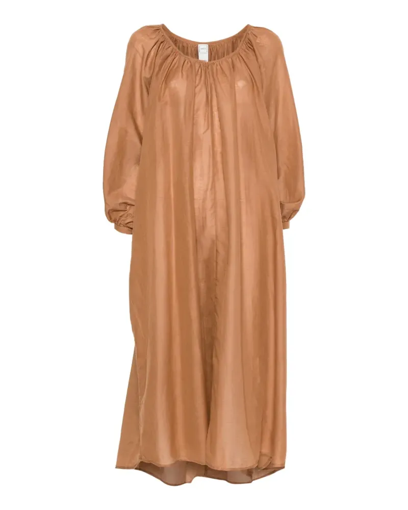 120% Lino gathered maxi dress - Braun Braun