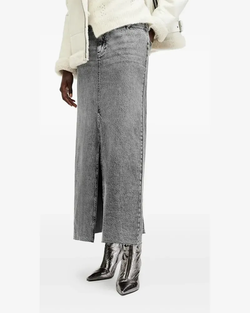 AllSaints Noir Maxirock mit Acid-Wash-Effekt - Schwarz Schwarz