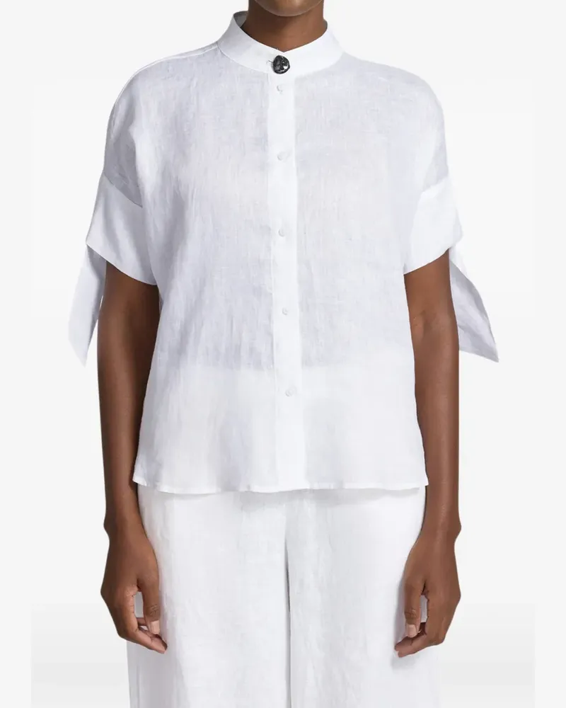 Armani Exchange bow-detail short-sleeve shirt - Weiß Weiß
