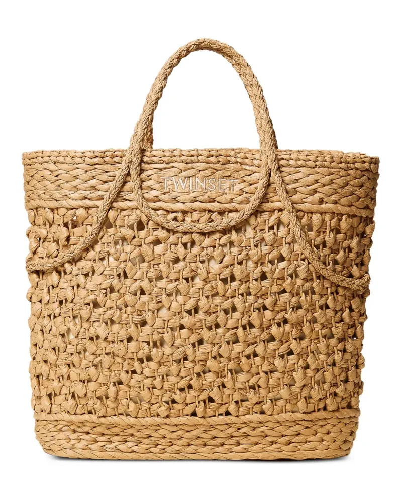 Twin-Set raffia tote bag - Nude Nude