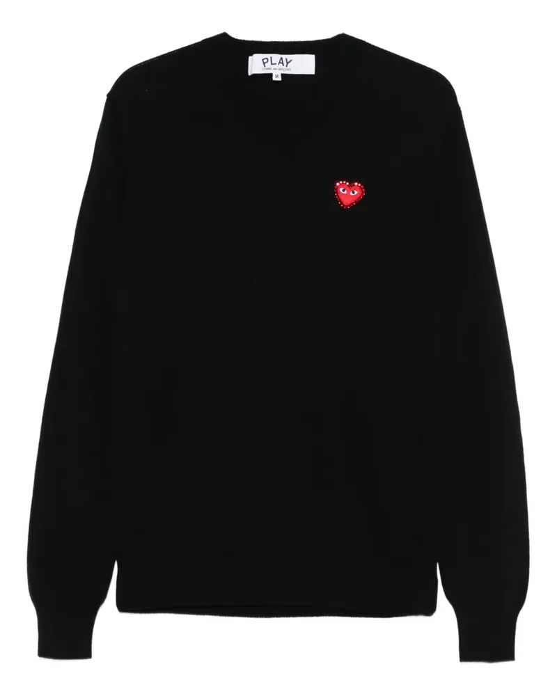 Comme des Garçons Emblem Pullover mit Strass-Herz - Schwarz Schwarz