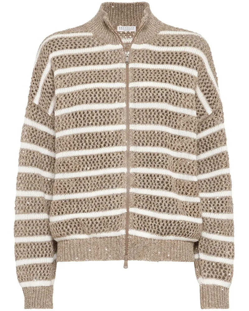 Brunello Cucinelli Gestreifter Cardigan - Braun Braun