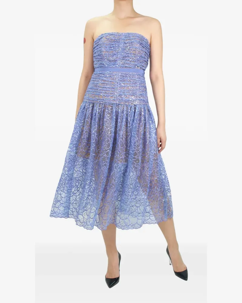 Self-Portrait sequin-embellished strapless midi dress - Blau Blau