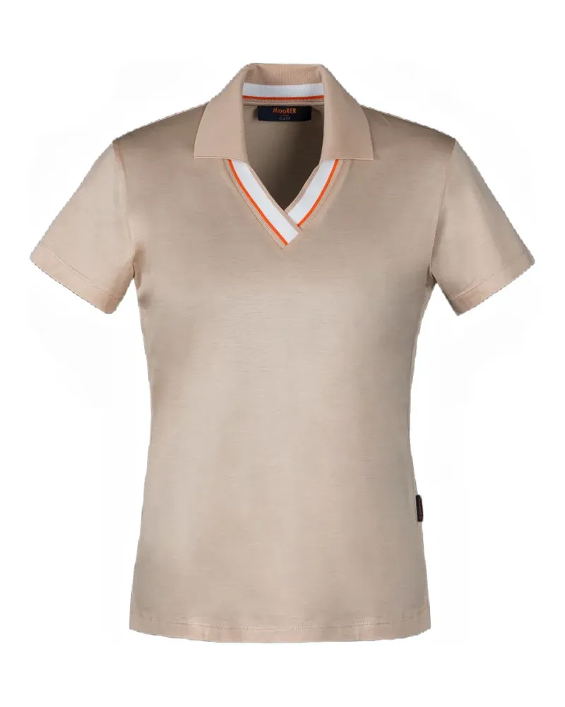 MOORER Esker-Jcg striped-trim polo shirt - Nude Nude