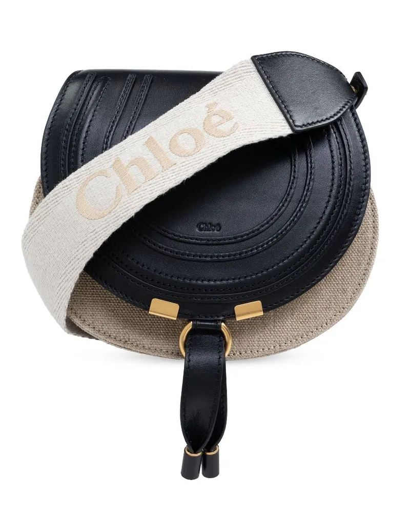 Chloé Kleine Marcie Saddle Bag mit Logo-Riemen - Schwarz Schwarz