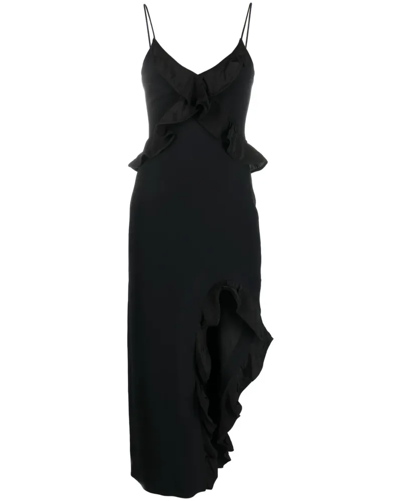 David Koma Kleid mit Rüschen - Schwarz Schwarz