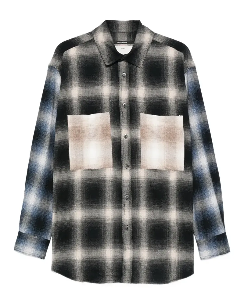 Song For The Mute check-pattern chest-pocket overshirt - Schwarz Schwarz