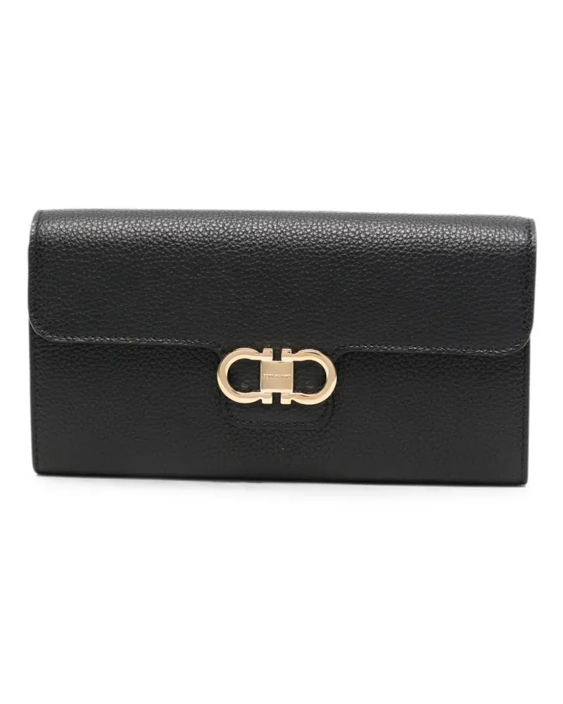 Ferragamo Double Gancini leather clutch bag - Schwarz Schwarz