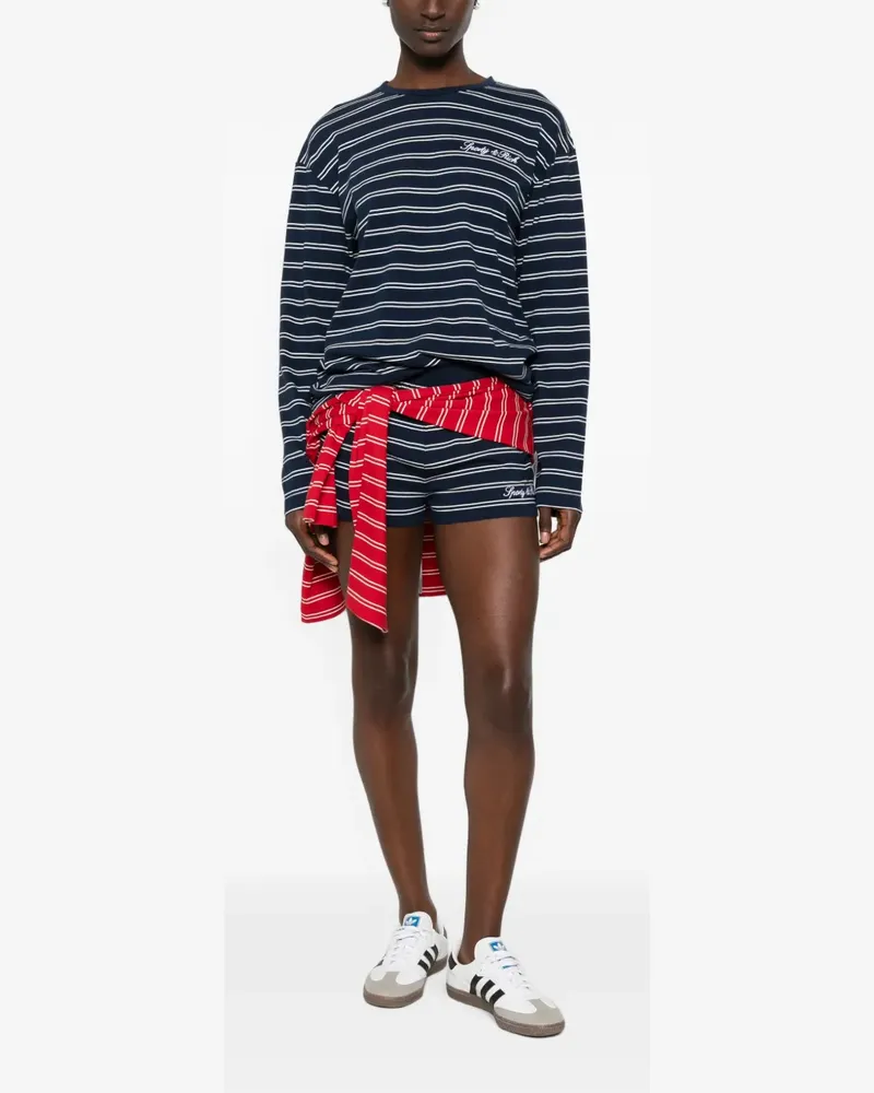 SPORTY & RICH striped logo-embroidered shorts - Blau Blau