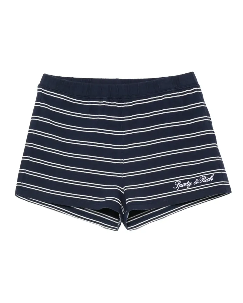 SPORTY & RICH striped logo-embroidered shorts - Blau Blau