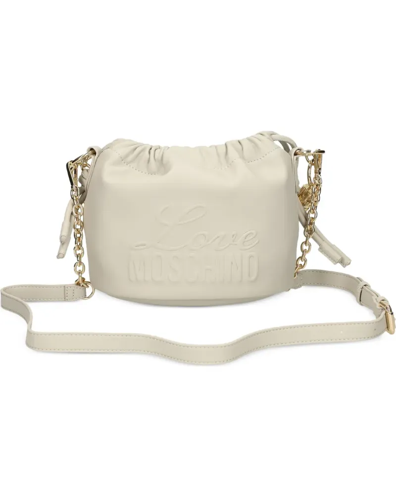 Moschino braided-handle embossed-logo shoulder bag - Nude Nude