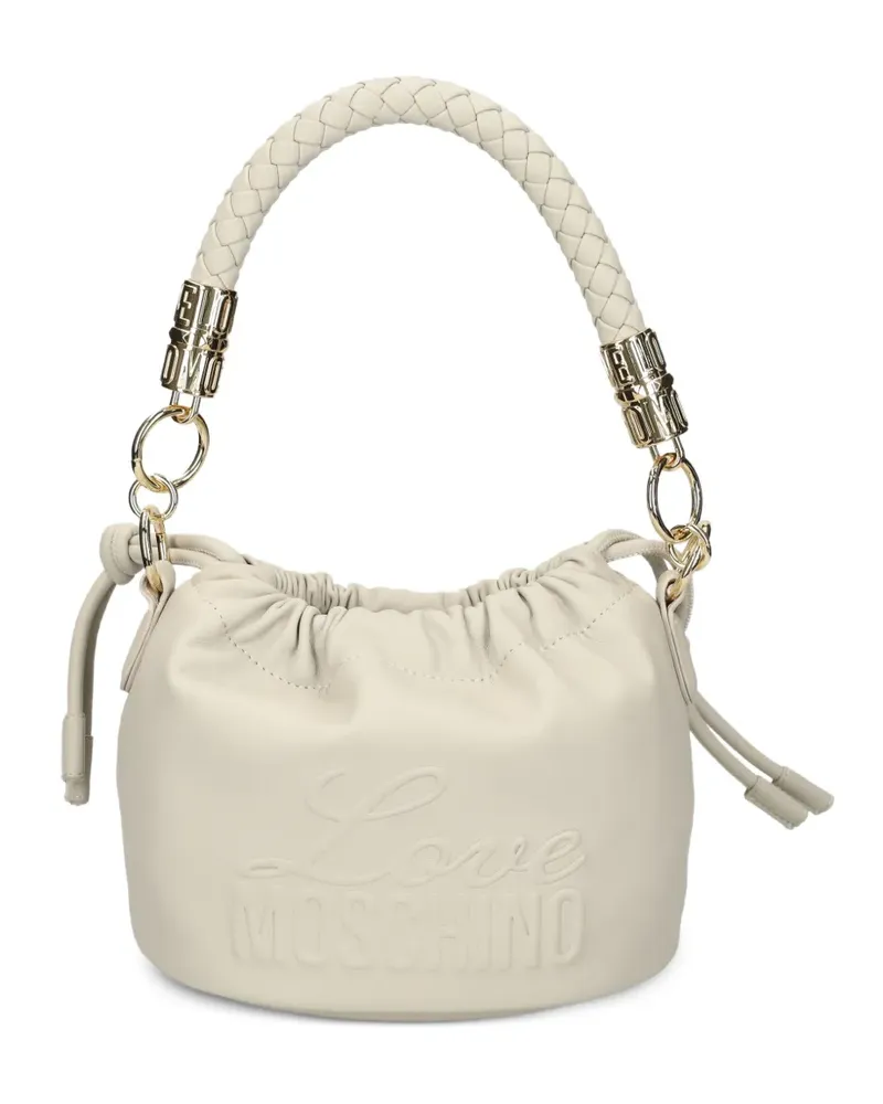 Moschino braided-handle embossed-logo shoulder bag - Nude Nude