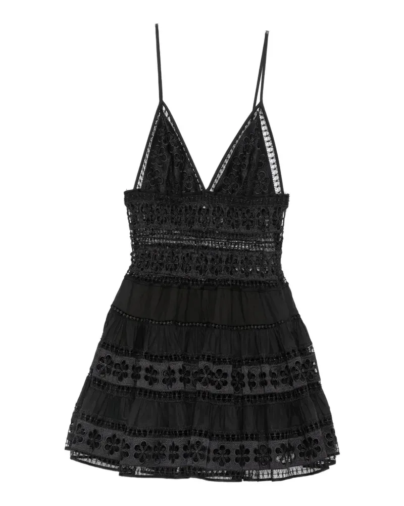 Charo Ruiz Isca Minikleid mit Spitzeneinsatz - Schwarz Schwarz