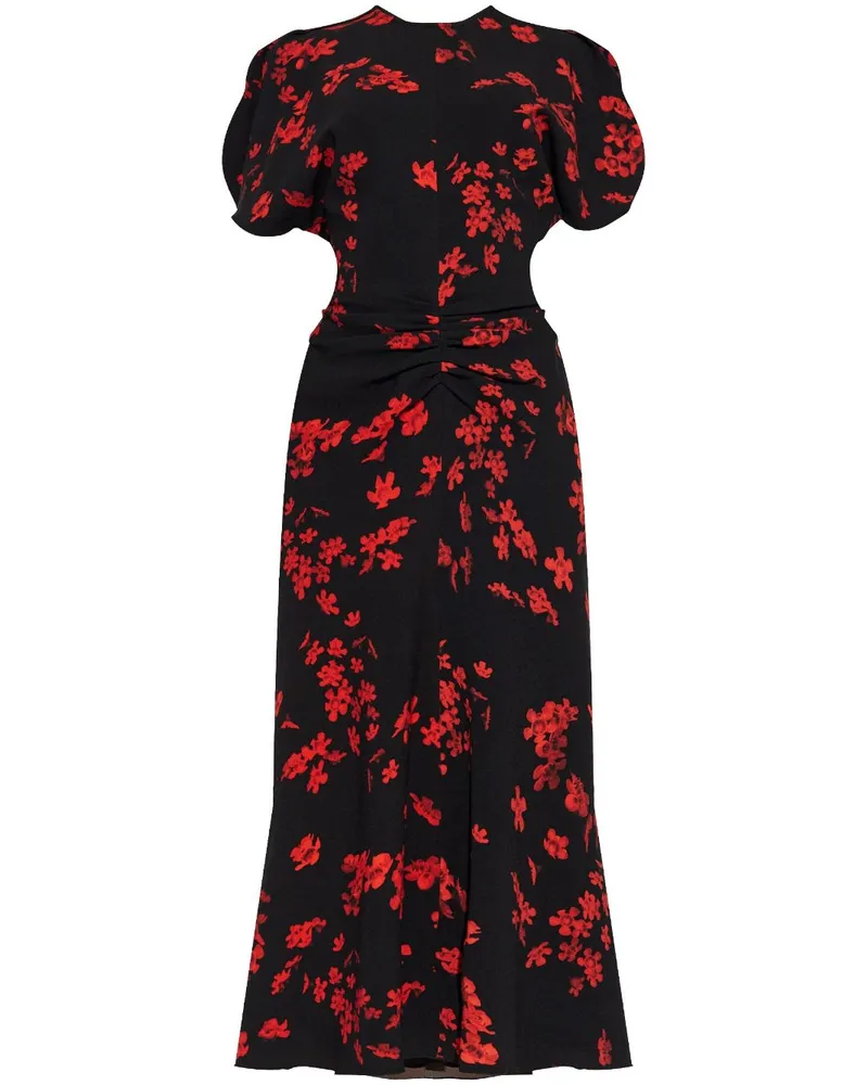 Victoria Beckham Midikleid mit Blumenmuster - Schwarz Schwarz