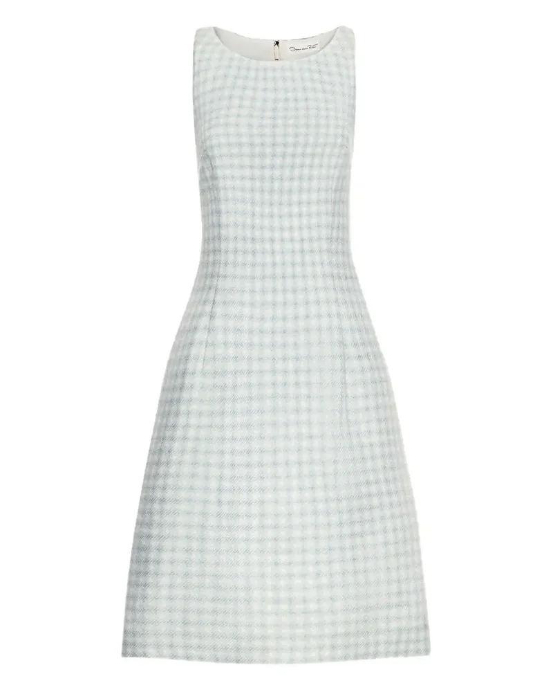 Oscar de la Renta Tweed-Minikleid mit Vichy-Karo - Blau Blau