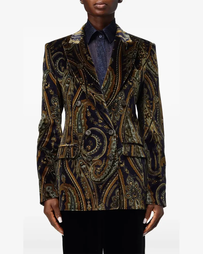 Etro Doppelreihiger Blazer - Blau Blau