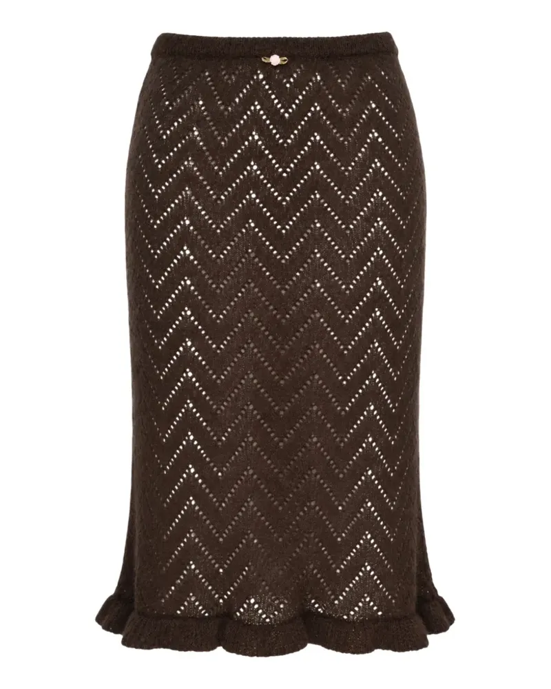 MSGM Pointelle-Midirock mit Rüschen - Braun Braun