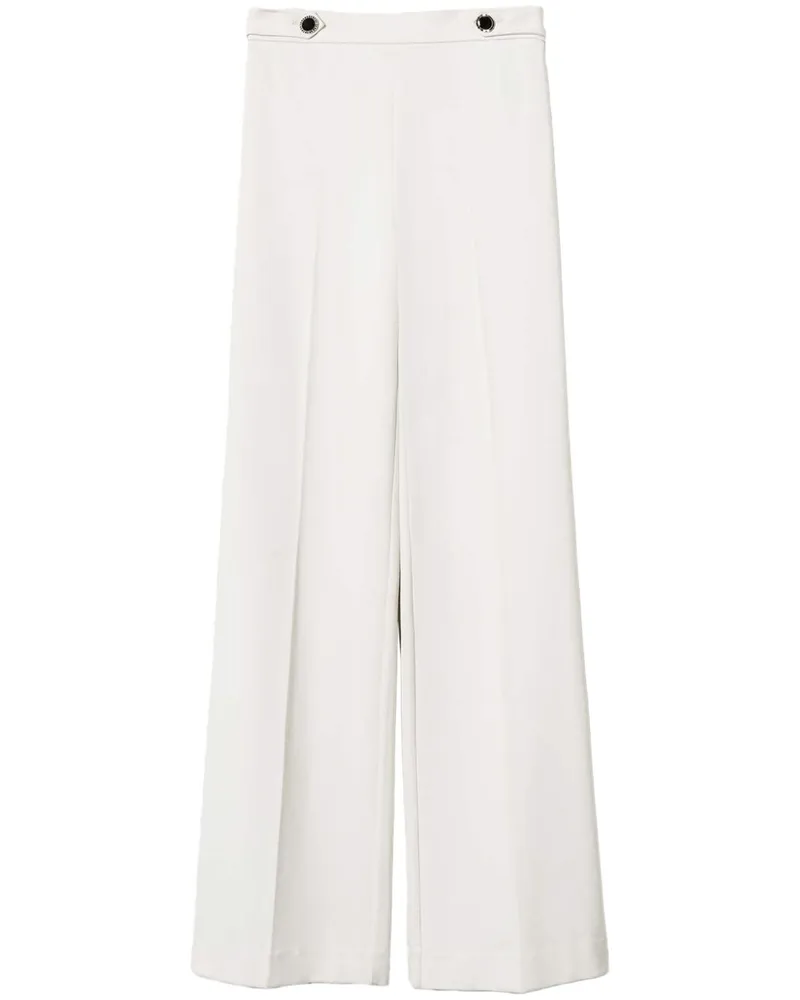 Twin-Set Wide-Leg-Hose mit Knopfdetail - Weiß Weiß