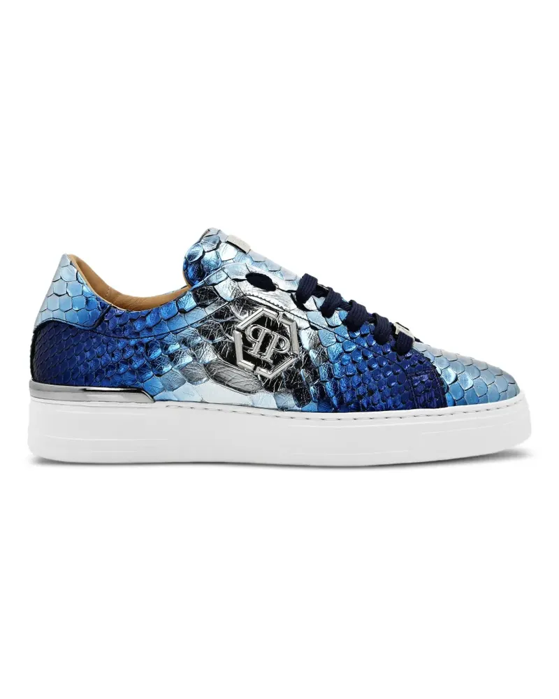 Philipp Plein snakeskin-effect metallic sneakers - Blau Blau