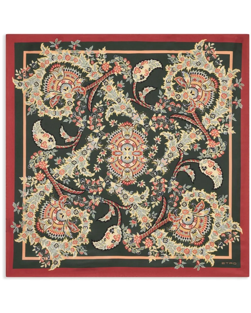 Etro Schal aus Seide mit Paisley-Print - Grün Grün