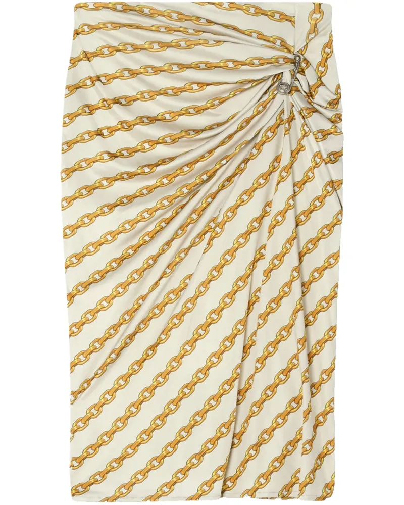 Versace Drapierter Rock mit Brosche - Gold Gold