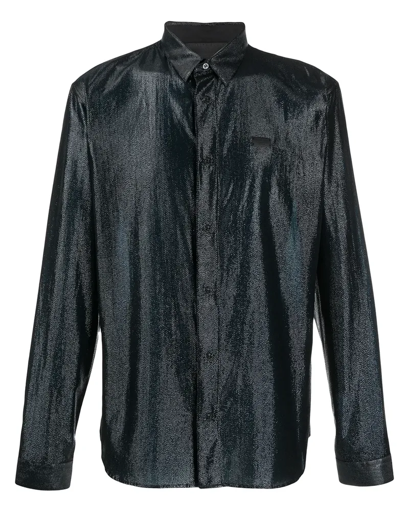 Philipp Plein Hemd in Metallic-Optik - Schwarz Schwarz