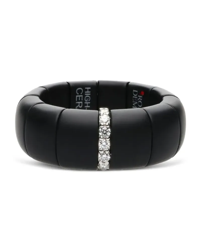 Roberto Demeglio 18kt Pura Weißgoldring mit Diamant - Schwarz Schwarz