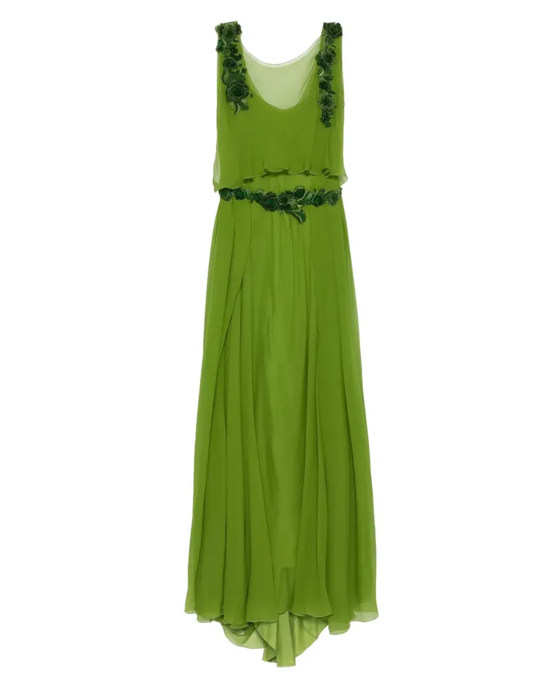 Alberta Ferretti Maxi-Abendkleid aus Seide mit verziertem Bund - Grün Grün