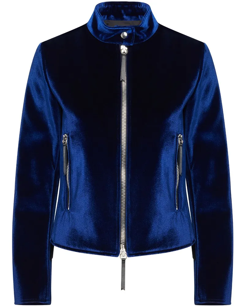 Giuseppe Zanotti Samtjacke mit Reißverschluss Blau