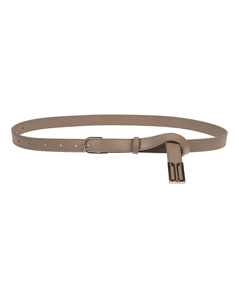 Victoria Beckham logo-buckle leather belt - Nude Nude