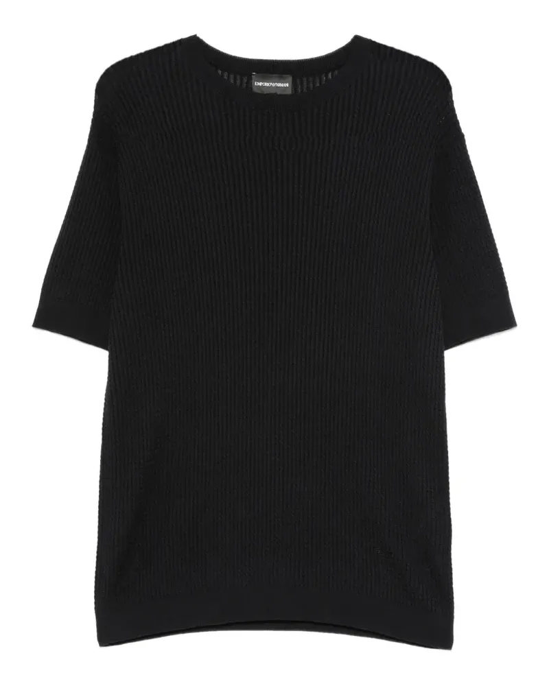Emporio Armani waffle-knit short-sleeve sweater - Blau Blau