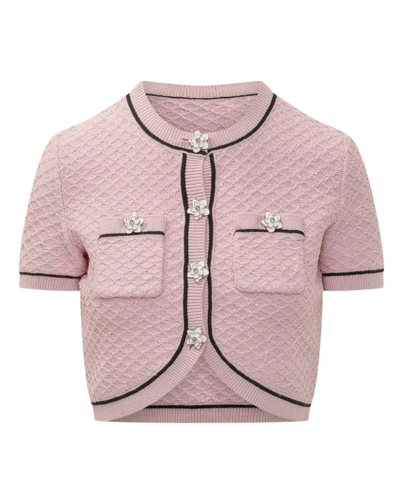 Self-Portrait Kurzärmeliger Cardigan - Rosa Rosa
