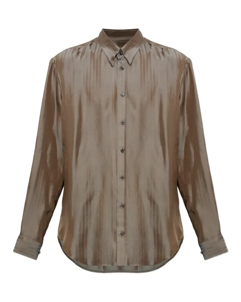 Giorgio Armani herringbone-pattern shirt - Braun Braun