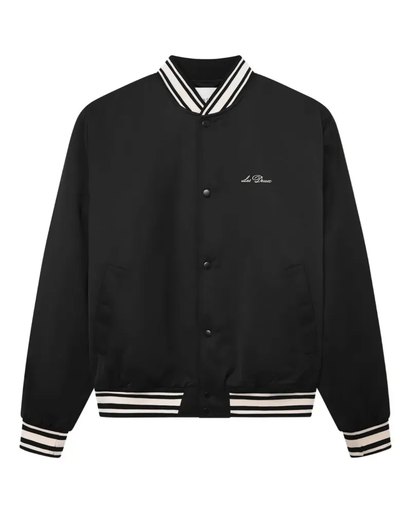 LES DEUX Bestickte Bomberjacke aus Satin - Schwarz Schwarz