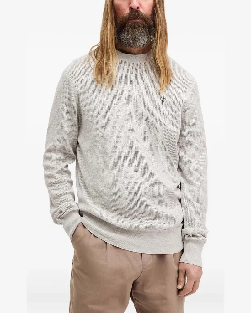 AllSaints logo-embroidered crew-neck sweater - Grau Grau