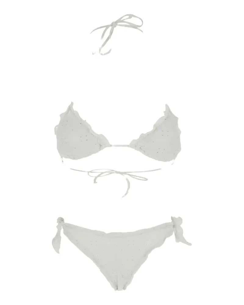 MC2 Saint Barth Sagittarius Moon floral-embroidery bikini - Weiß Weiß