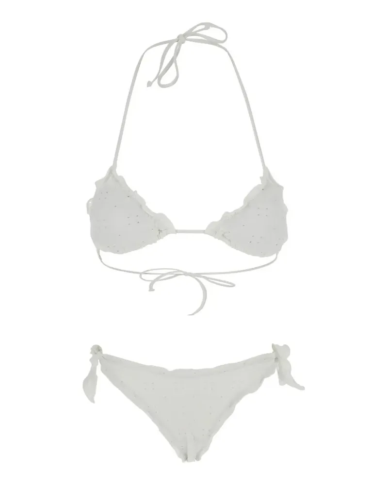 MC2 Saint Barth Sagittarius Moon floral-embroidery bikini - Weiß Weiß