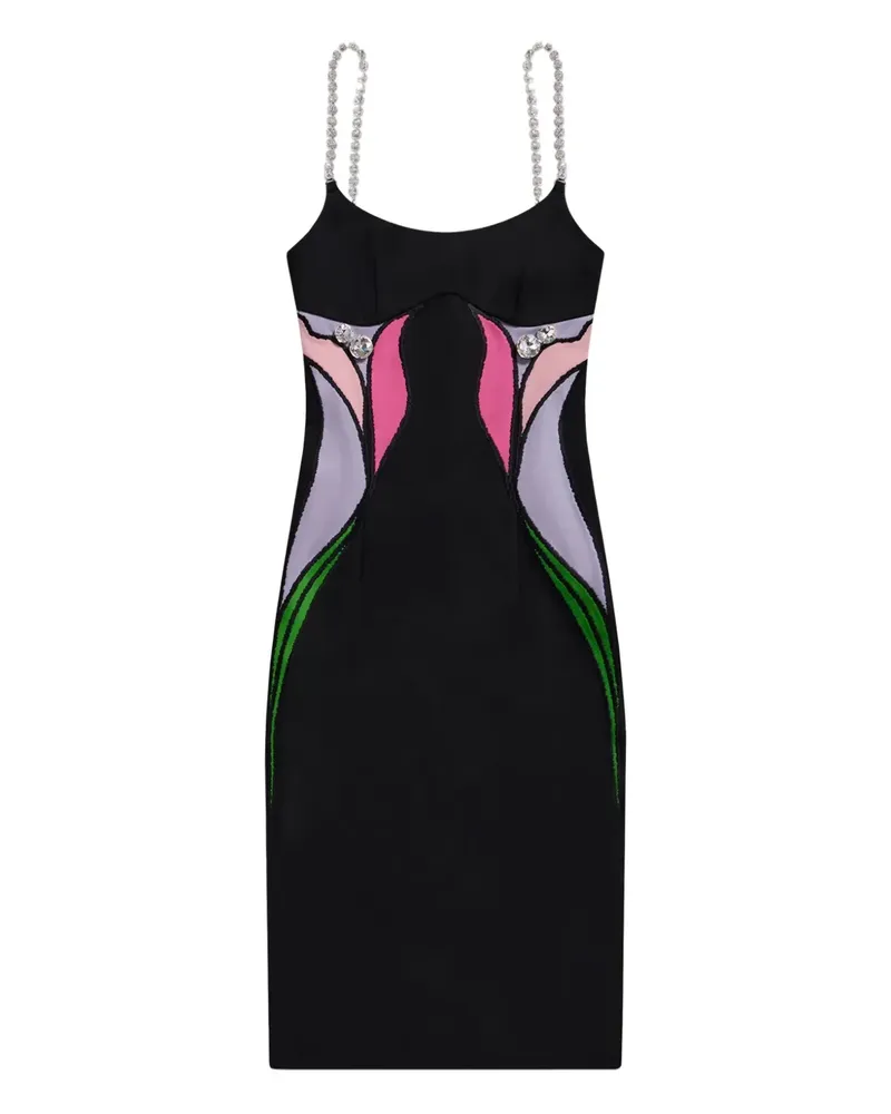 Area Lily Midikleid mit Blumenverzierung - Schwarz Schwarz