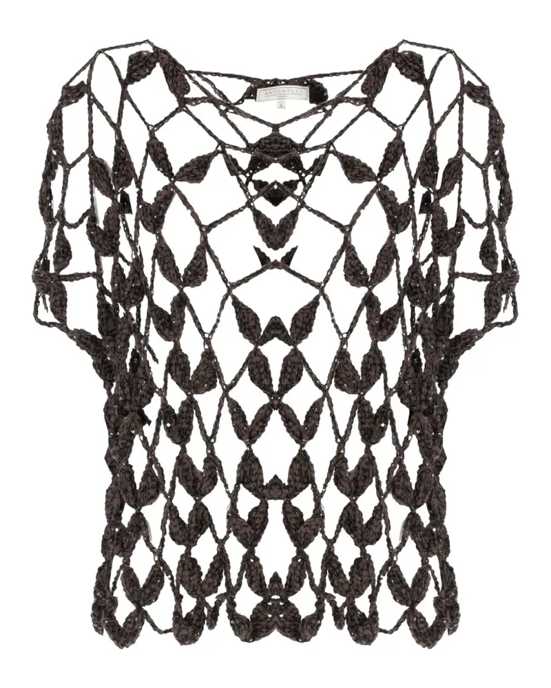 Antonelli Firenze sequin-embellished crochet-knit sweater - Braun Braun
