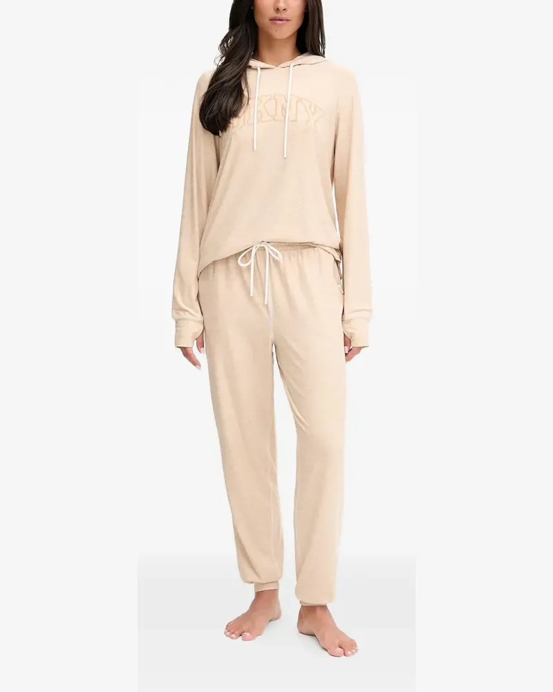 DKNY hooded long-sleeved pajama set - Nude Nude