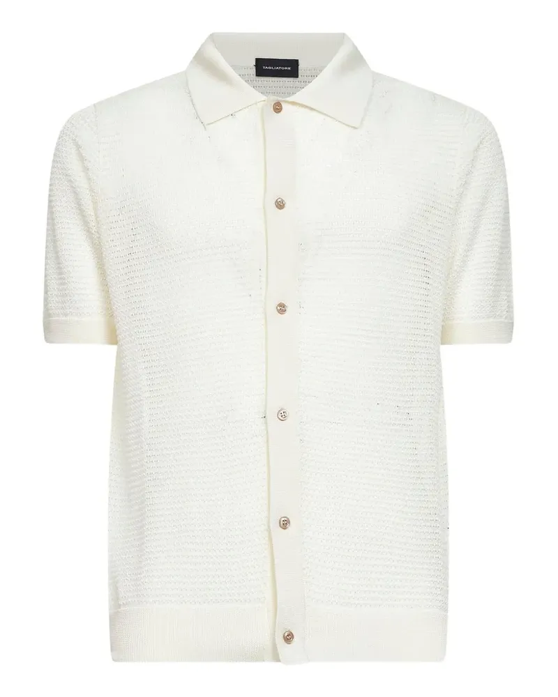 Tagliatore Geripptes Hemd aus Pointelle-Strick - Weiß Weiß