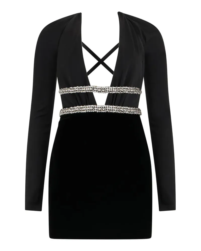 Roberto Cavalli embellished V-neck mini dress - Schwarz Schwarz