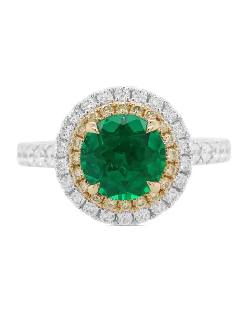 HYT Jewelry 18kt Weißgoldring mit Diamant und Smaragd Weiß