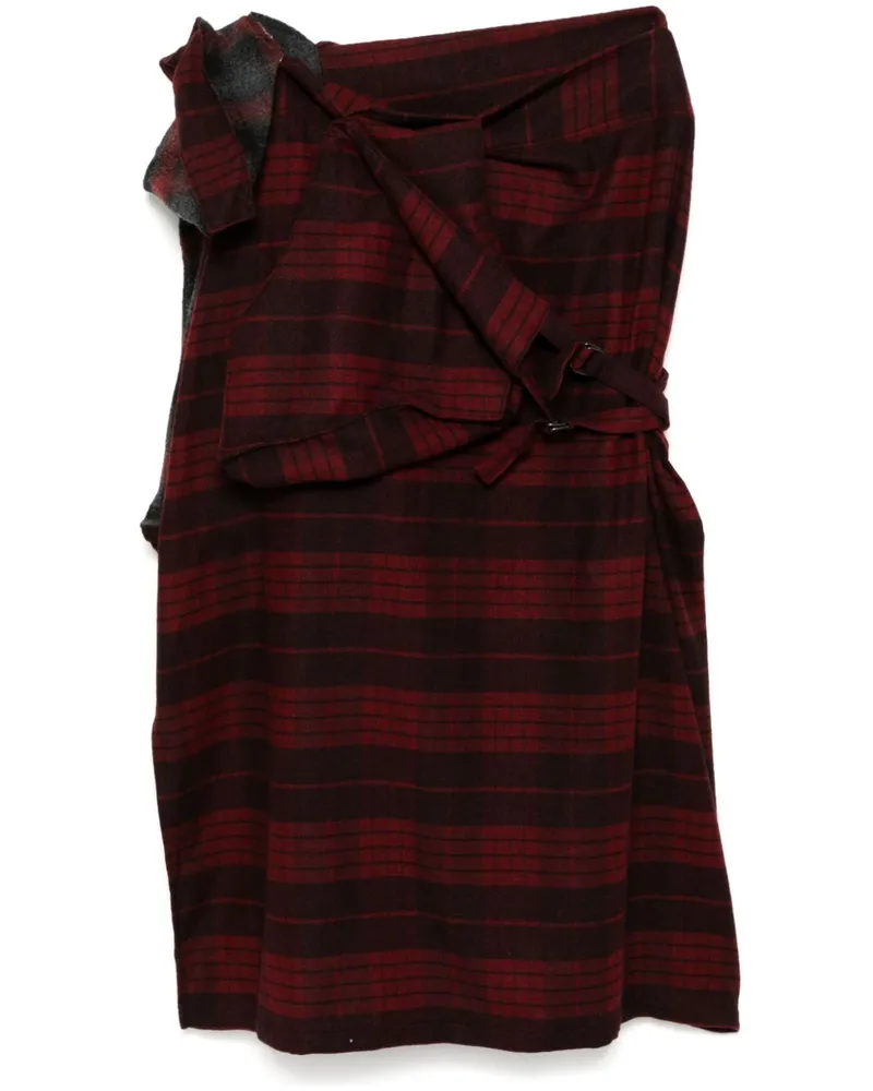 Yohji Yamamoto Asymmetrischer Rock mit Karomuster - Rot Rot