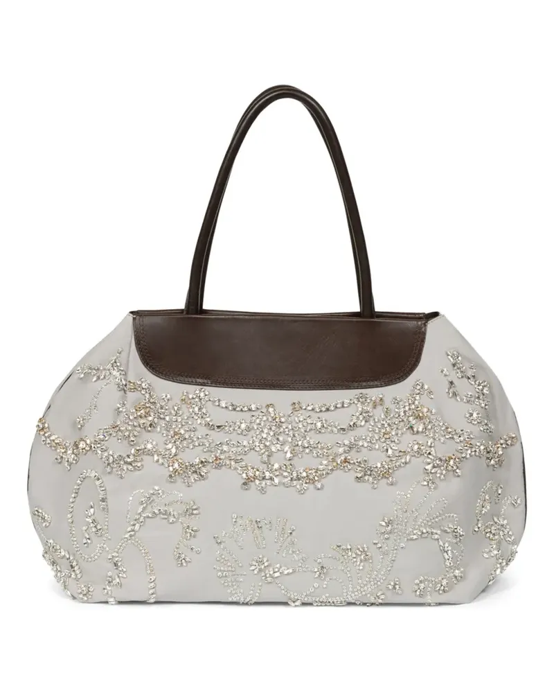 Dries van Noten Bestickte Schultertasche - Grau Grau