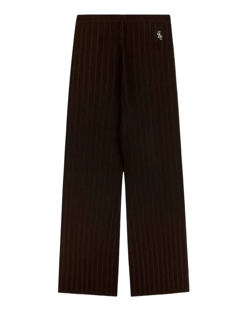 SPORTY & RICH ribbed logo-embroidered palazzo pants - Braun Braun