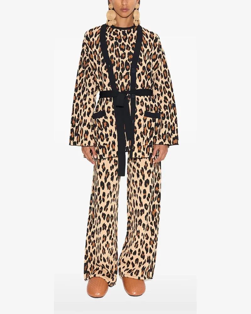Simon Miller Max belted cheetah-print cardigan - Nude Nude