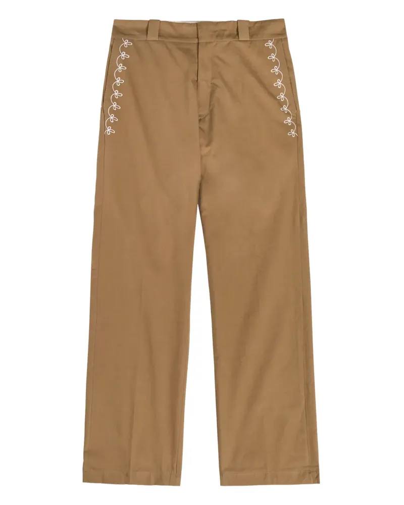 CHERRY LA Charro floral-embroidered trousers - Braun Braun