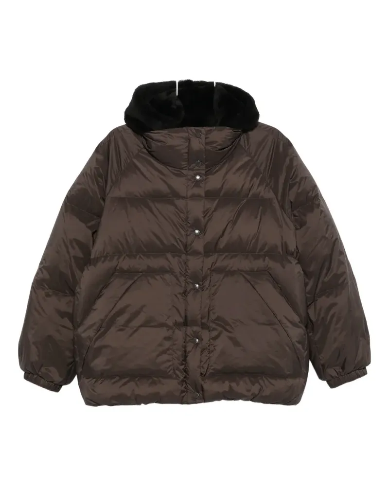 Yves Salomon quilted hooded jacket - Braun Braun