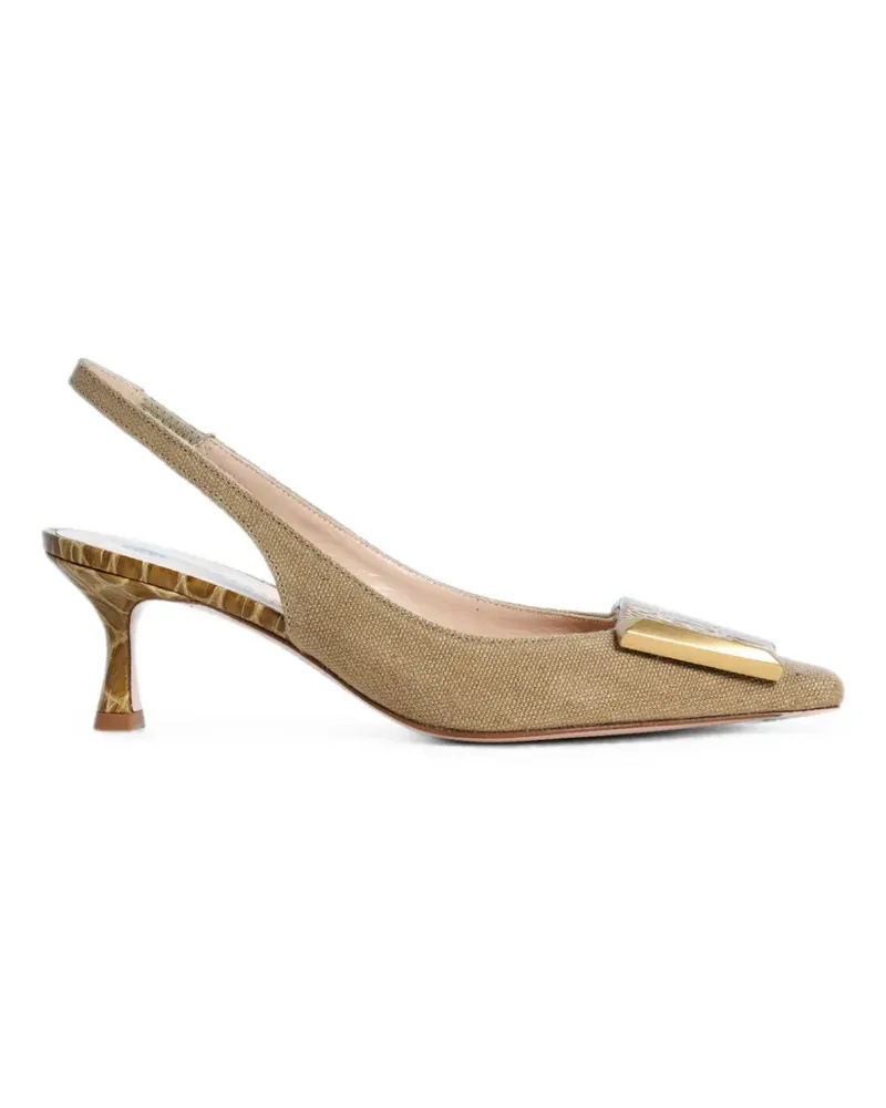 FESTA Milano Arienne crocodile-effect appliqué slingback pumps - Grün Grün